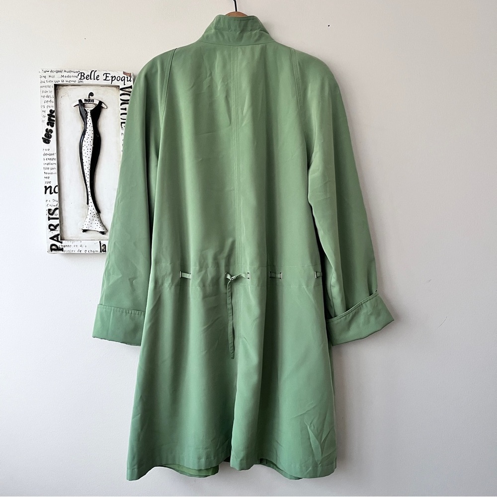 Vintage Gallery Spring Women's Classic Grandma Green Trench Coat Size L - Picture 4 of 8